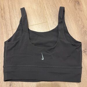 Nike Yoga luxe Infinalon dri-fit crop top/sports bra in dark gray